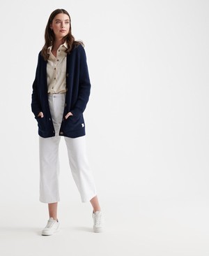 Superdry Aubrey Rib Cardigan Női Kötöttáru Sötétkék | DMIPY2095